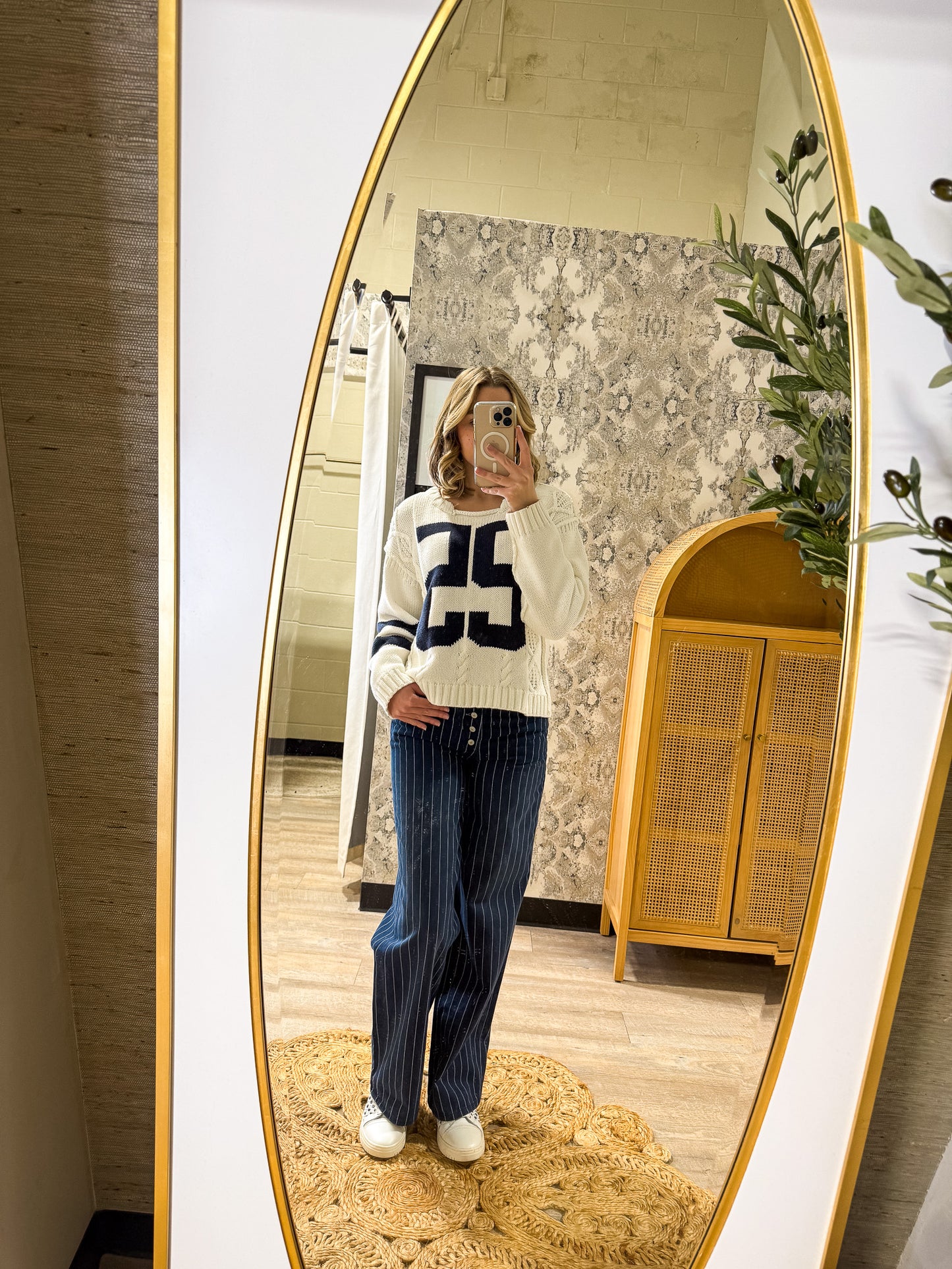 Free People - Nia Striped Boyfriend Jeans - INDIGO PINSTRIPE