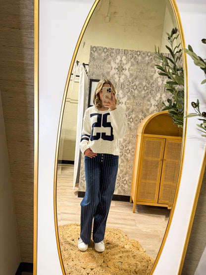 Free People - Nia Striped Boyfriend Jeans - INDIGO PINSTRIPE