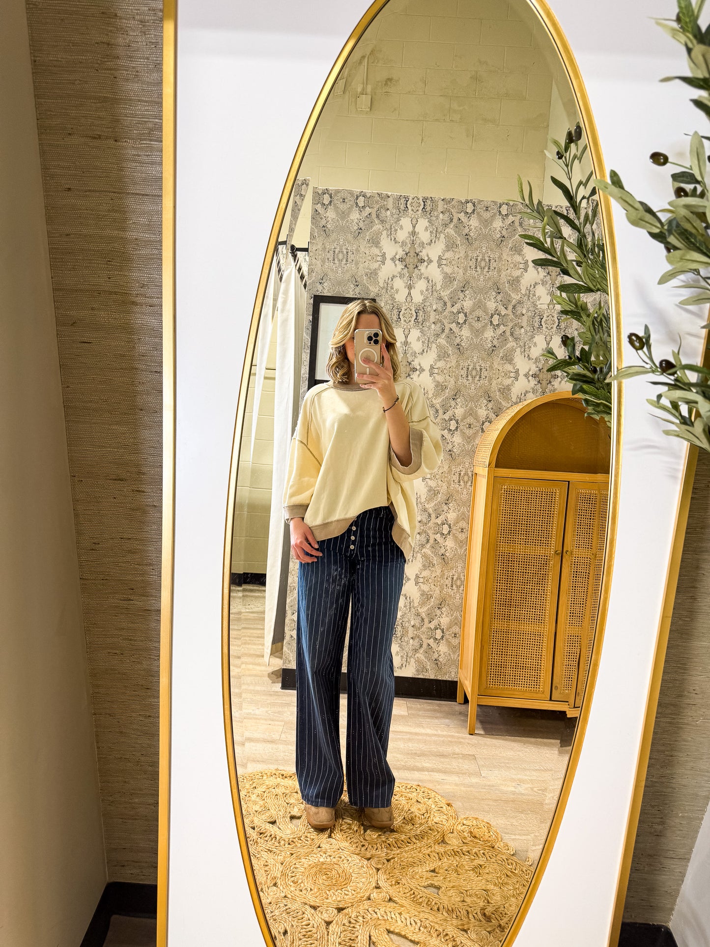 Free People - Nia Striped Boyfriend Jeans - INDIGO PINSTRIPE