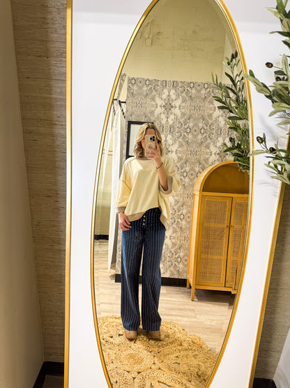 Free People - Nia Striped Boyfriend Jeans - INDIGO PINSTRIPE