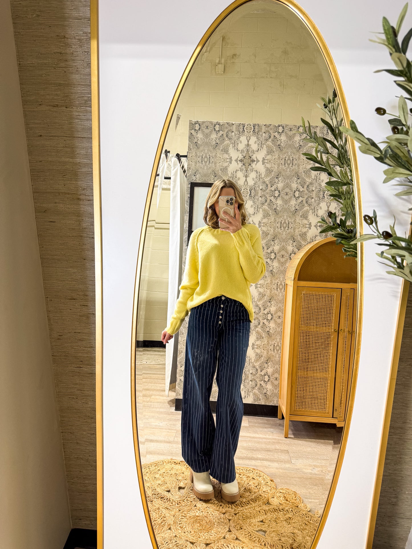 Free People - Nia Striped Boyfriend Jeans - INDIGO PINSTRIPE