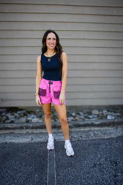 Electric Pink Cargo Shorts