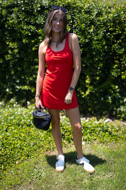 Sporty Active Tennis Dress - RED