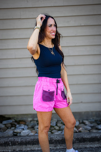 Electric Pink Cargo Shorts