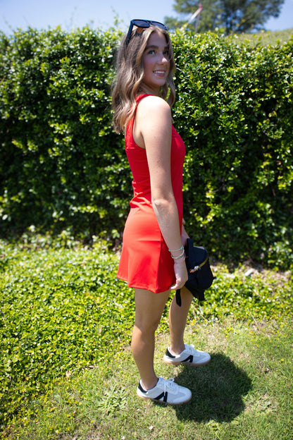 Sporty Active Tennis Dress - RED