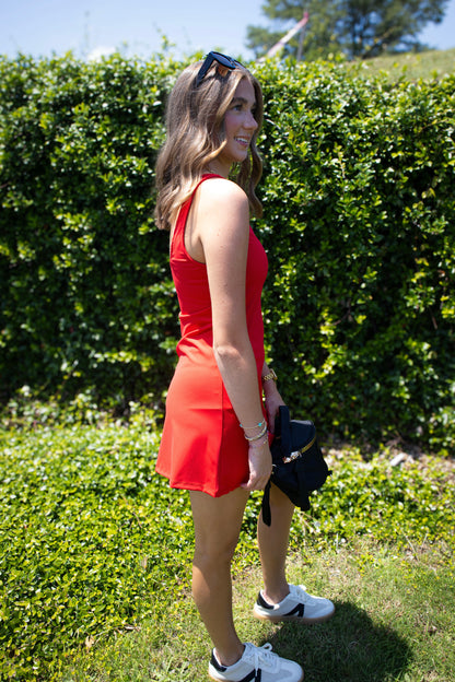 Sporty Active Tennis Dress - RED