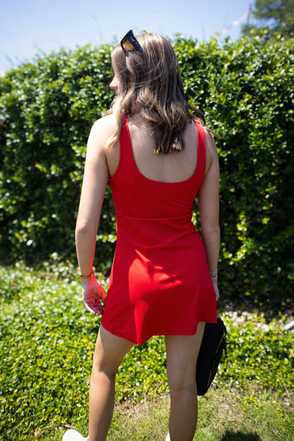 Sporty Active Tennis Dress - RED