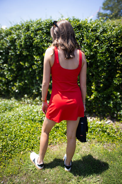 Sporty Active Tennis Dress - RED