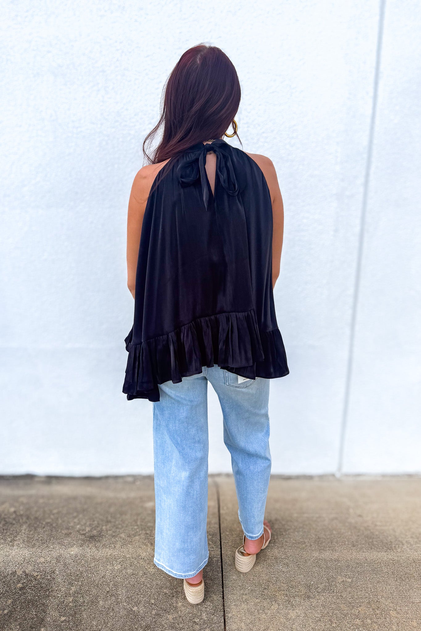 Midnight Tiered Ruffle Halter Top