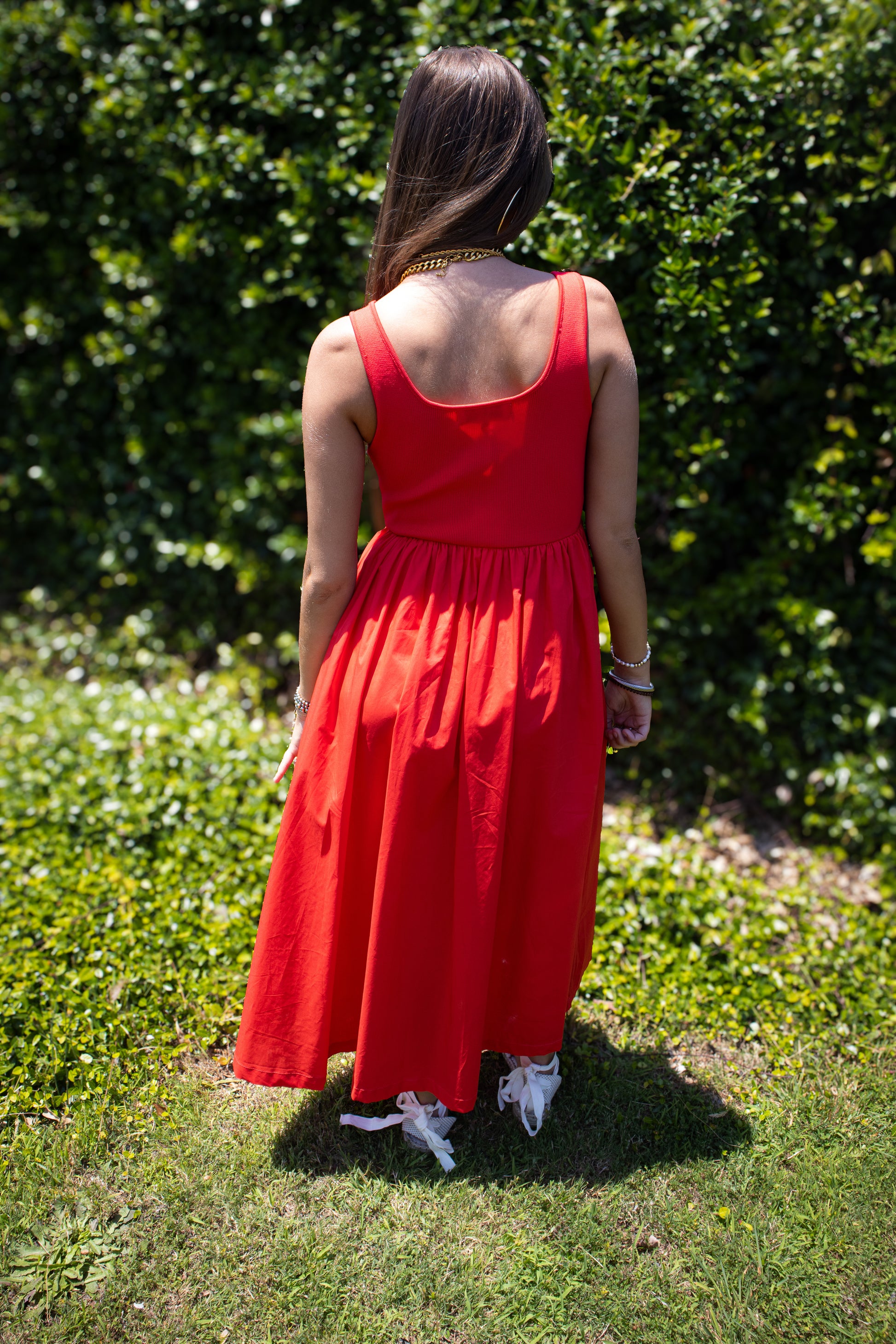 red smocked midi dress Red Smocked Zip Midi Dress Jaxe + Grace Boutique