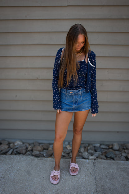 Dainty Florals Blue Cardigan/Tank Set