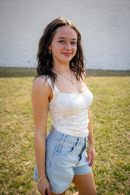 Free People - Full Bloom Eyelet Cami - IVORY