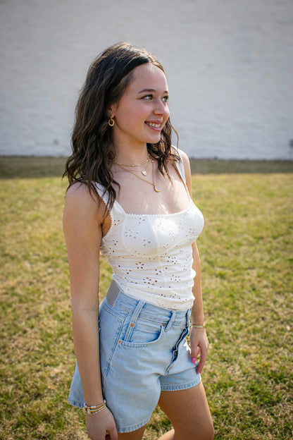 Free People - Full Bloom Eyelet Cami - IVORY