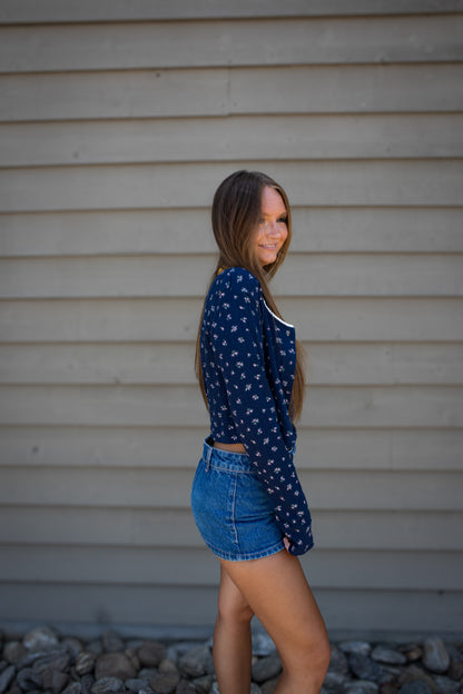 Dainty Florals Blue Cardigan/Tank Set