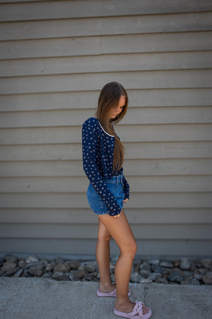 Dainty Florals Blue Cardigan/Tank Set