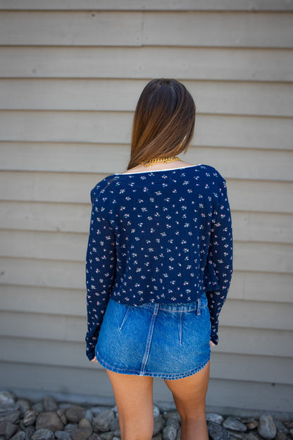 Dainty Florals Blue Cardigan/Tank Set