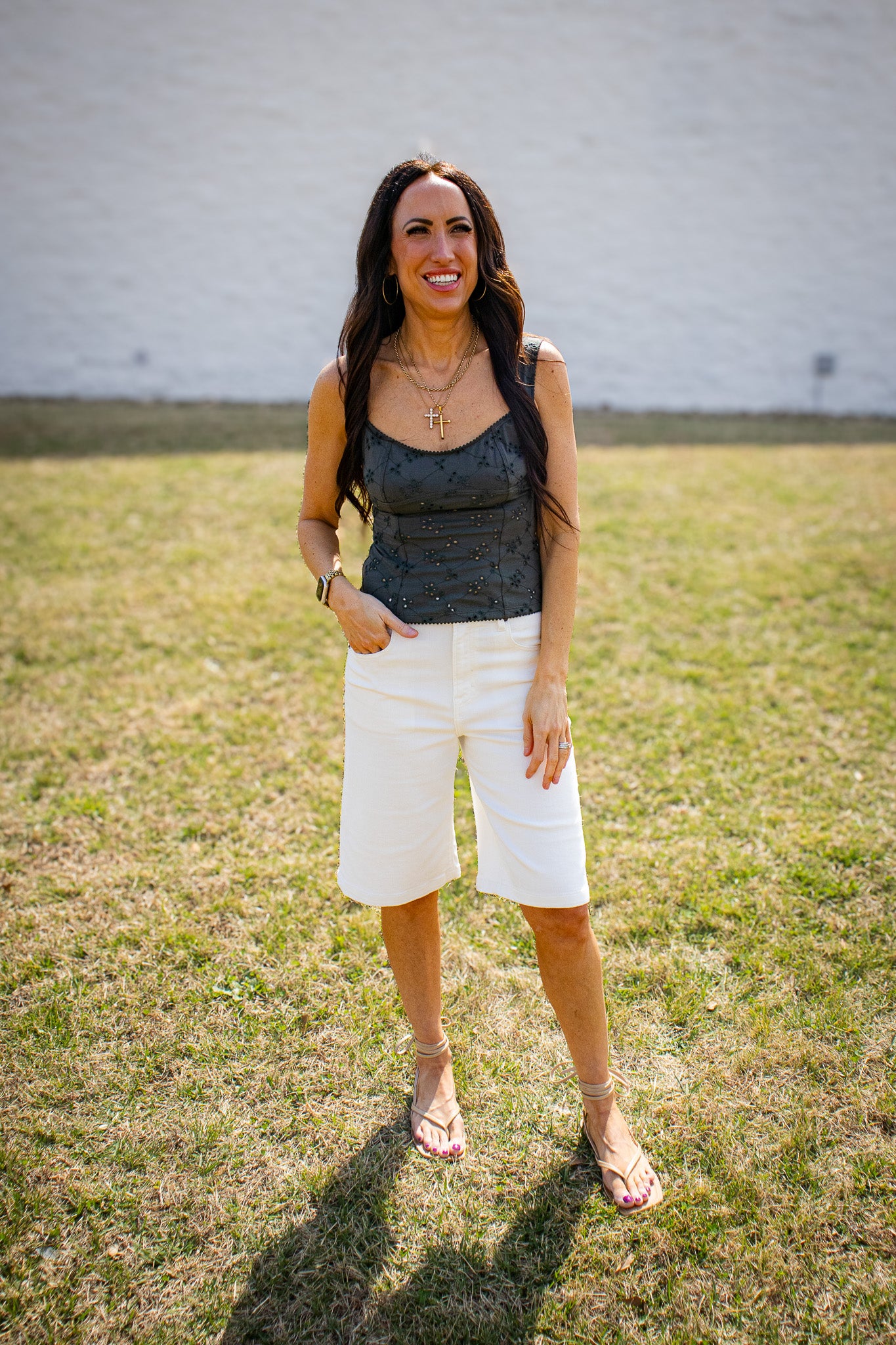 Free People - Full Bloom Eyelet Cami - HUNTER