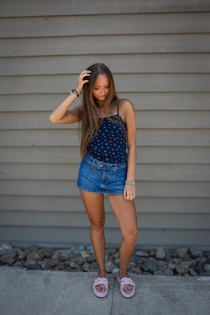 Dainty Florals Blue Cardigan/Tank Set