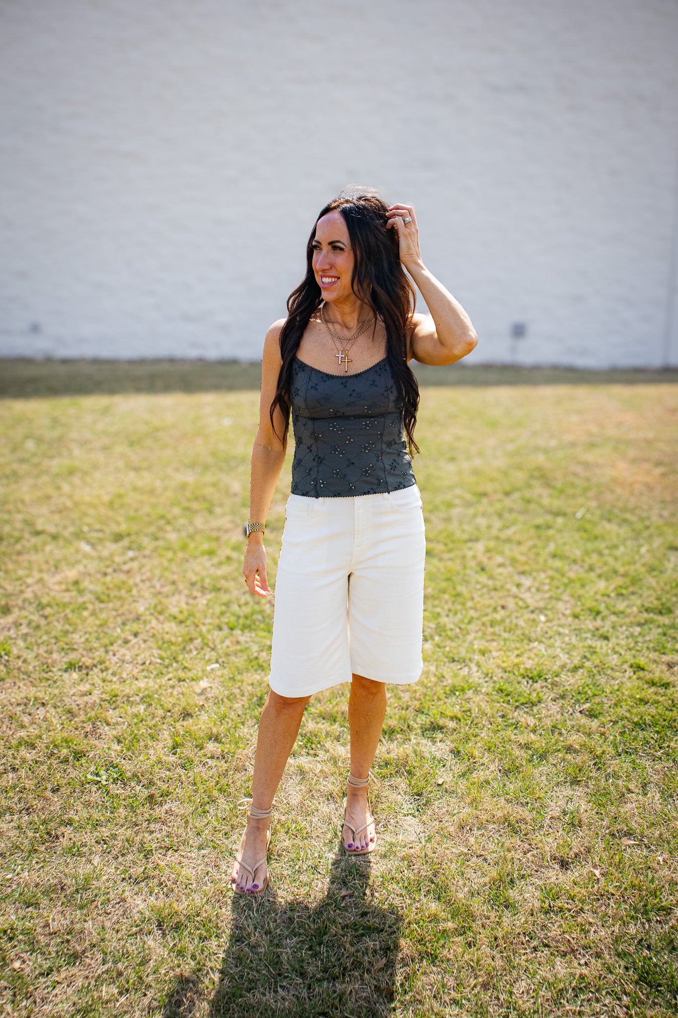 Free People - Full Bloom Eyelet Cami - HUNTER