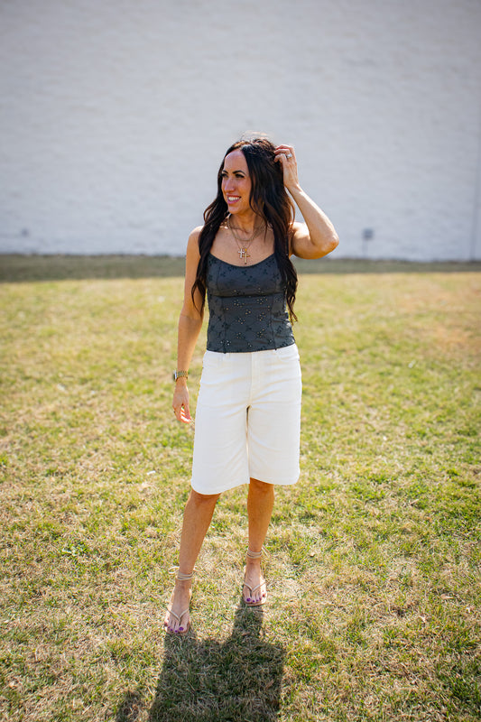 Free People - Full Bloom Eyelet Cami - HUNTER