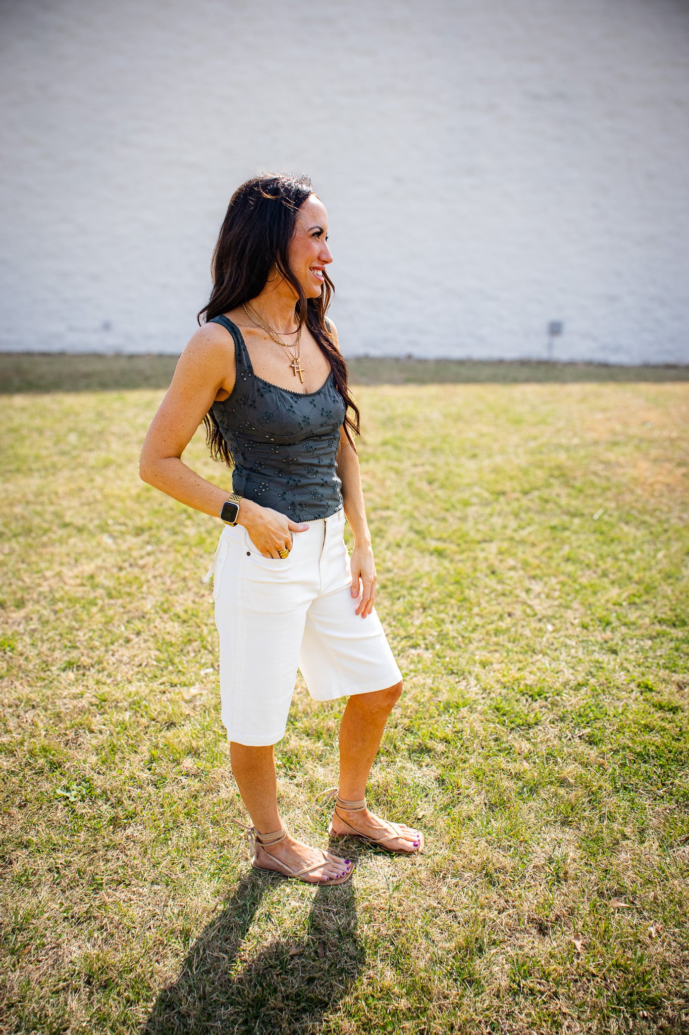 Free People - Full Bloom Eyelet Cami - HUNTER