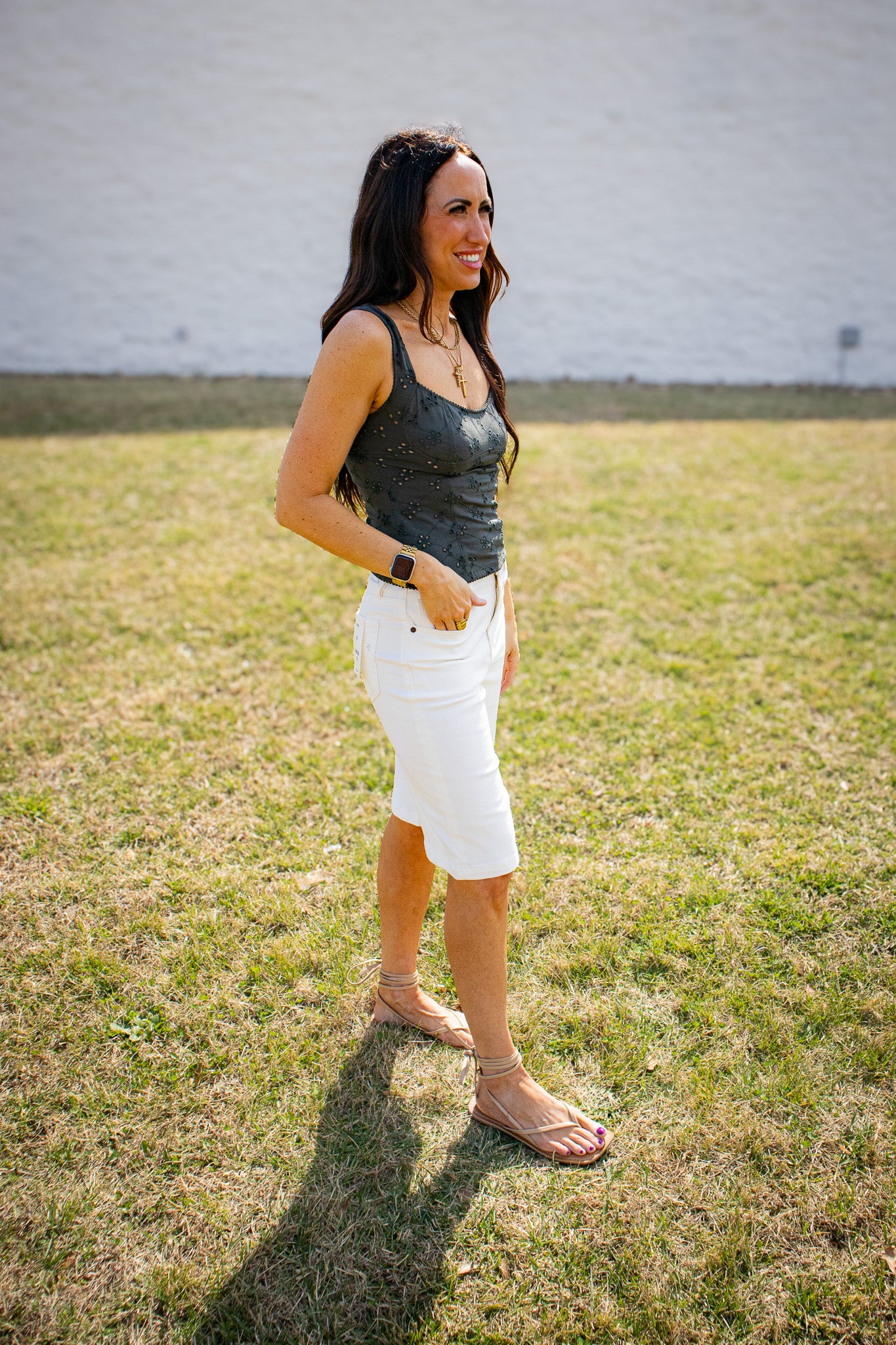 Free People - Full Bloom Eyelet Cami - HUNTER