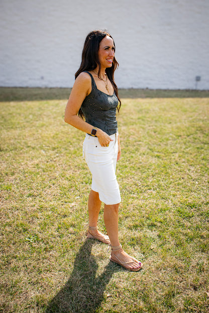 Free People - Full Bloom Eyelet Cami - HUNTER