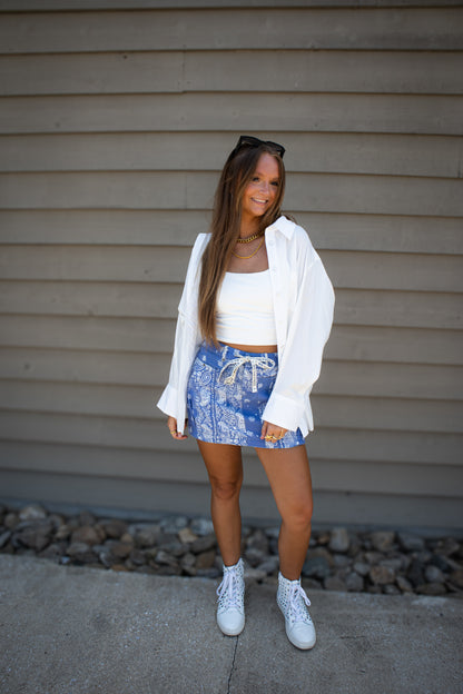 Free People - River Canyon Printed Mini Skirt - MIDNIGHT COMBO