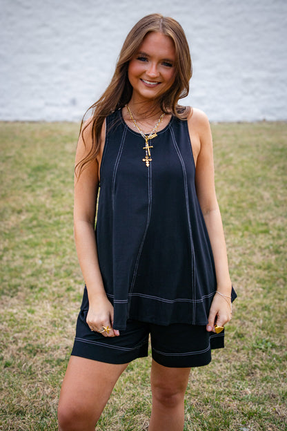 Black Contrast Short Set