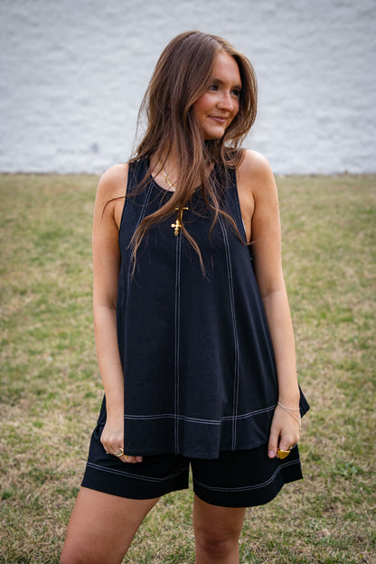 Black Contrast Short Set