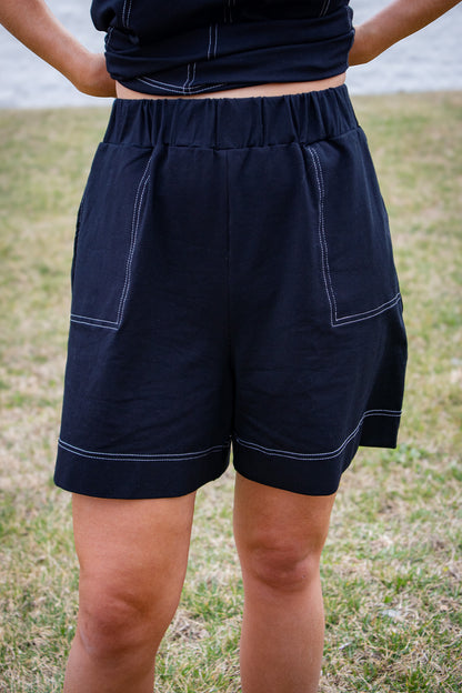 Black Contrast Short Set