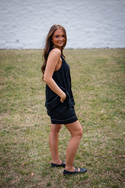 Black Contrast Short Set