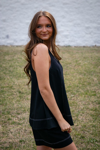 Black Contrast Short Set