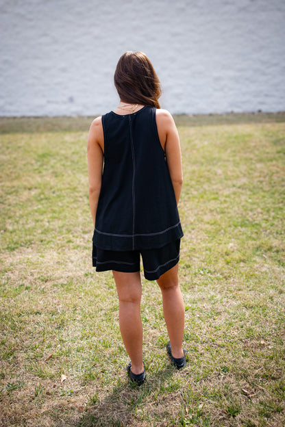 Black Contrast Short Set
