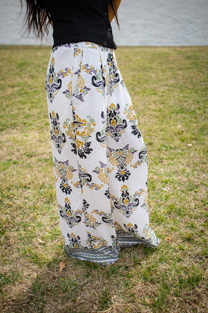 Gilded Garden High-Waisted Wide Leg Palazzo Pants