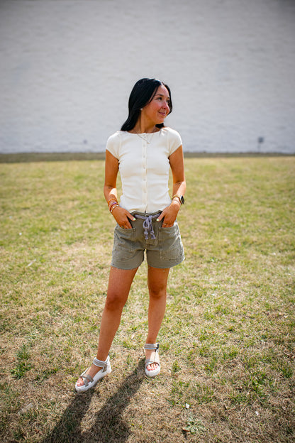 Free People - Moxie Barrel Shorts - FERN