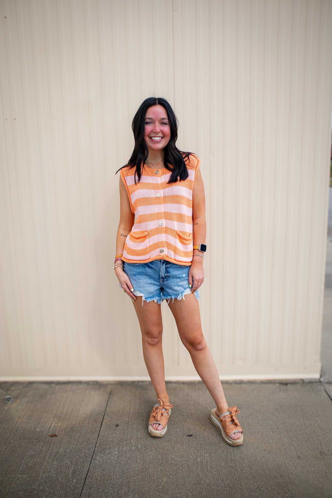 Sunset Stripe Pink & Orange Sweater Vest