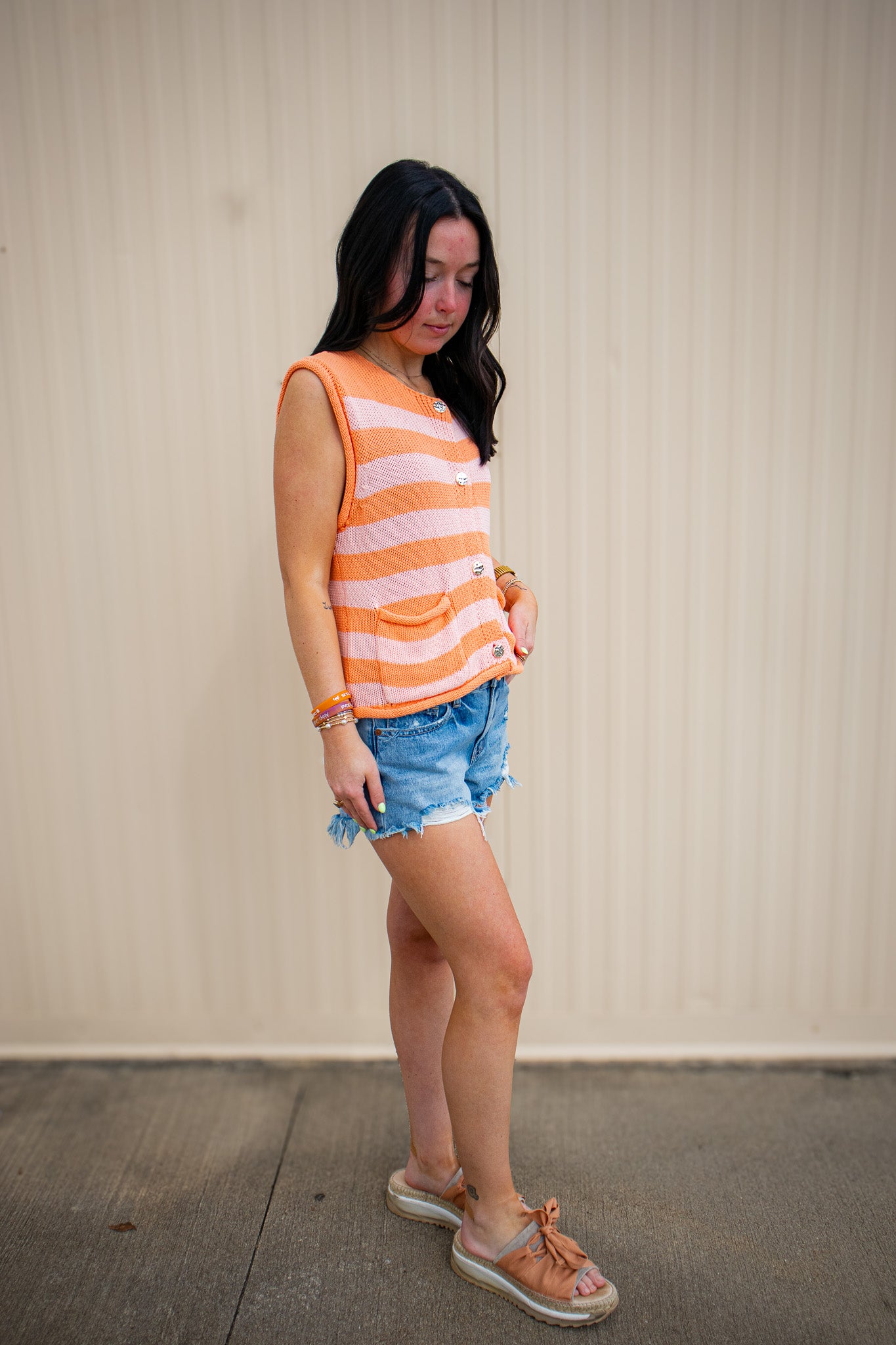 Sunset Stripe Pink & Orange Sweater Vest