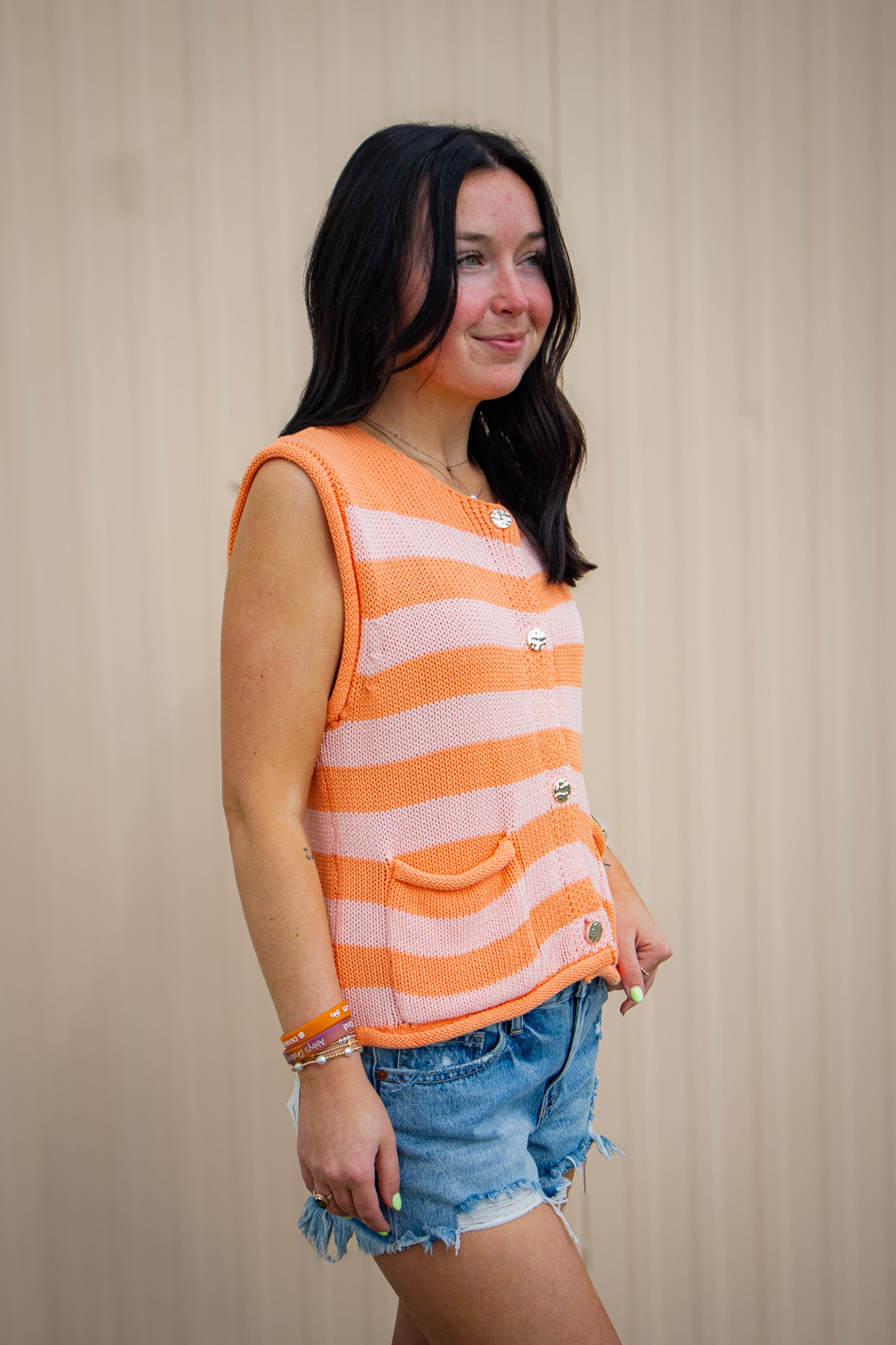 Sunset Stripe Pink & Orange Sweater Vest