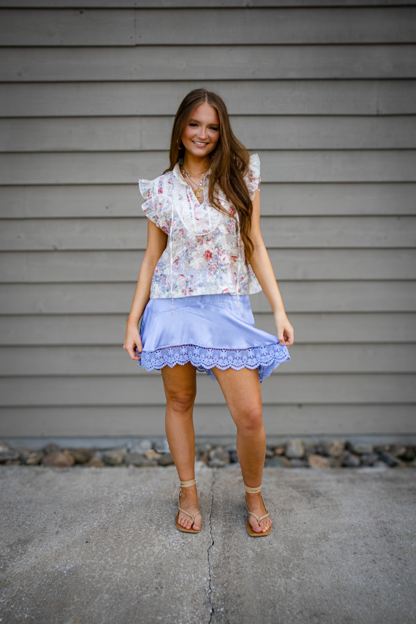 Periwinkle Lace Mini Skirt