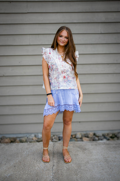 Periwinkle Lace Mini Skirt