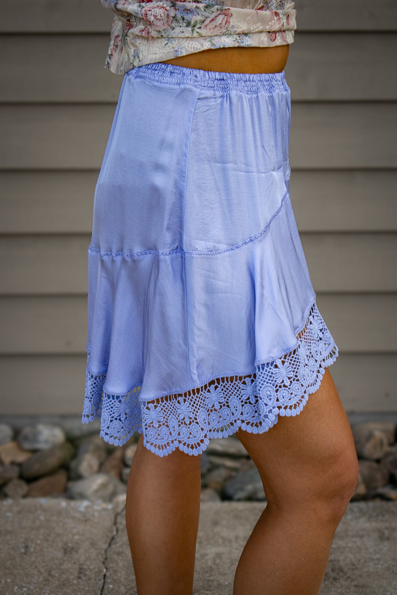 Periwinkle Lace Mini Skirt