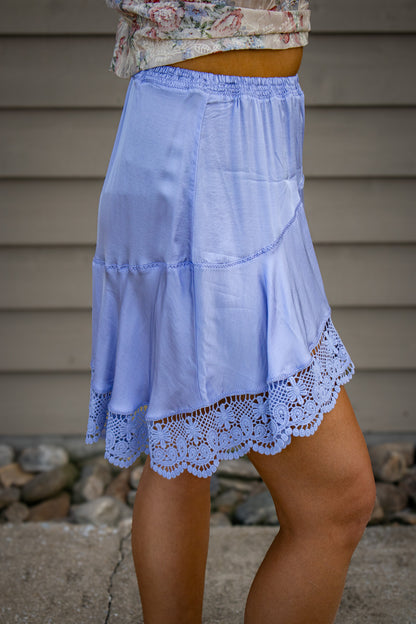 Periwinkle Lace Mini Skirt