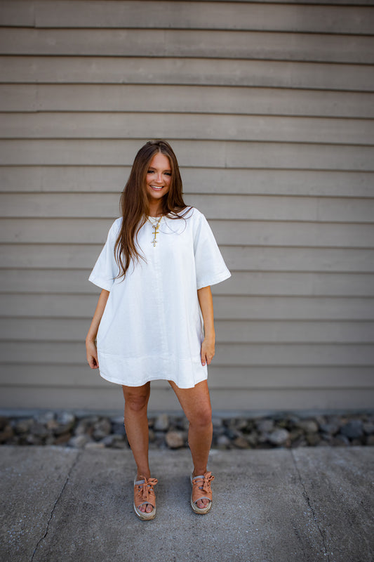 White Dreams Denim Mini Dress