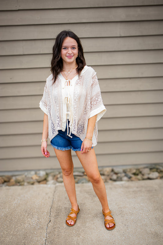 Golden Tan Lace Tie Top