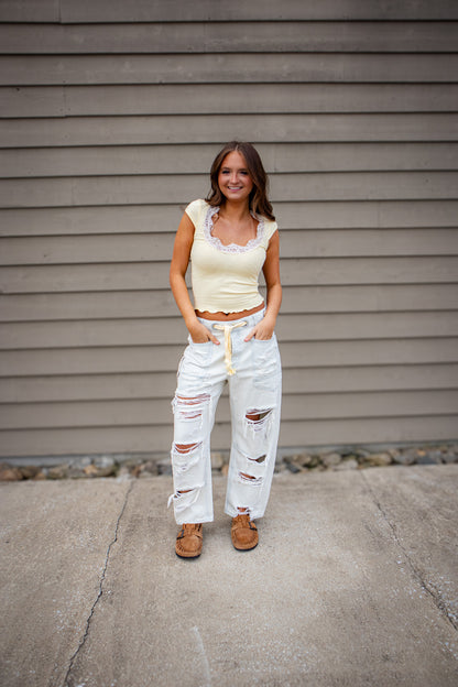 Free People - Moxie Pull-On Barrel Jeans - SEA MIST