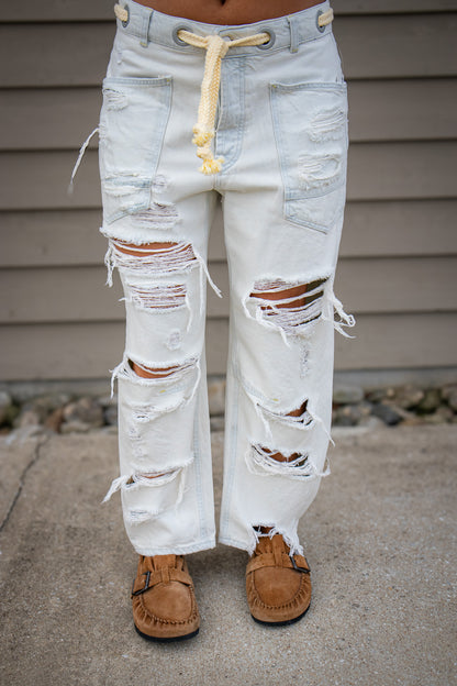 Free People - Moxie Pull-On Barrel Jeans - SEA MIST