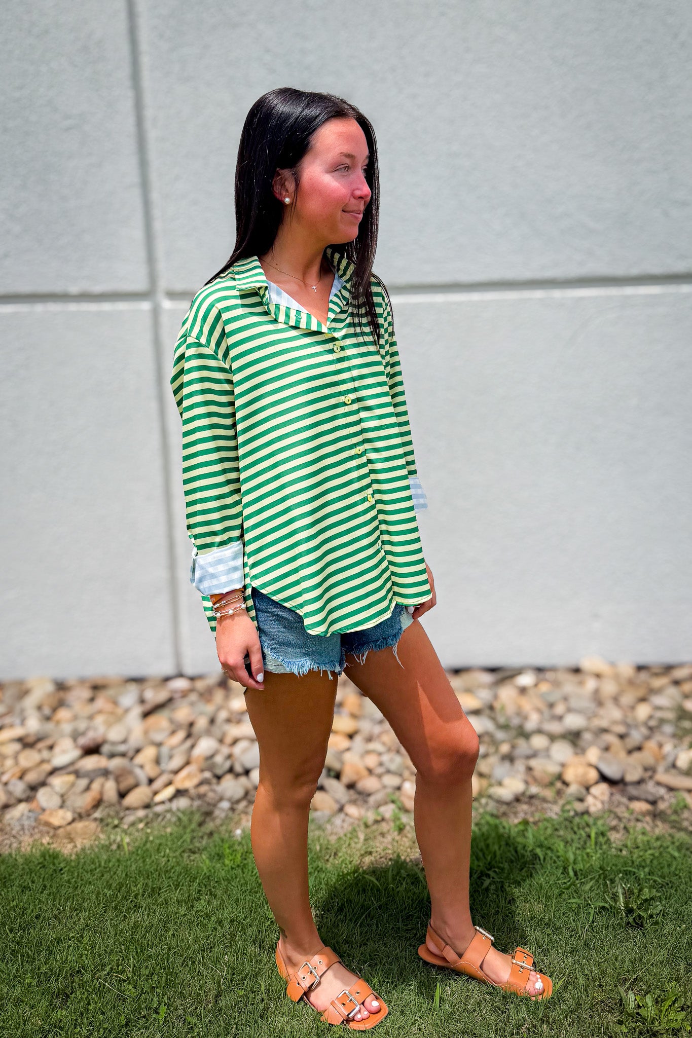 Emerald Striped Button Down