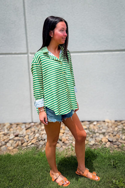 Emerald Striped Button Down