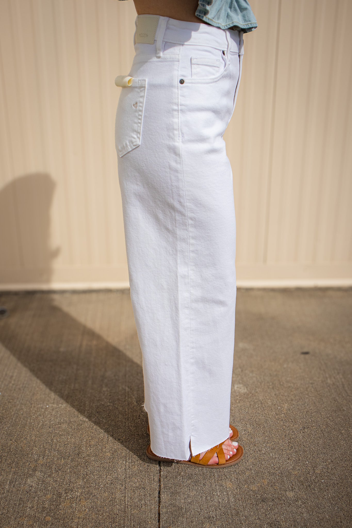 Hidden - Nori White Clean Cropped Wide Leg Jeans